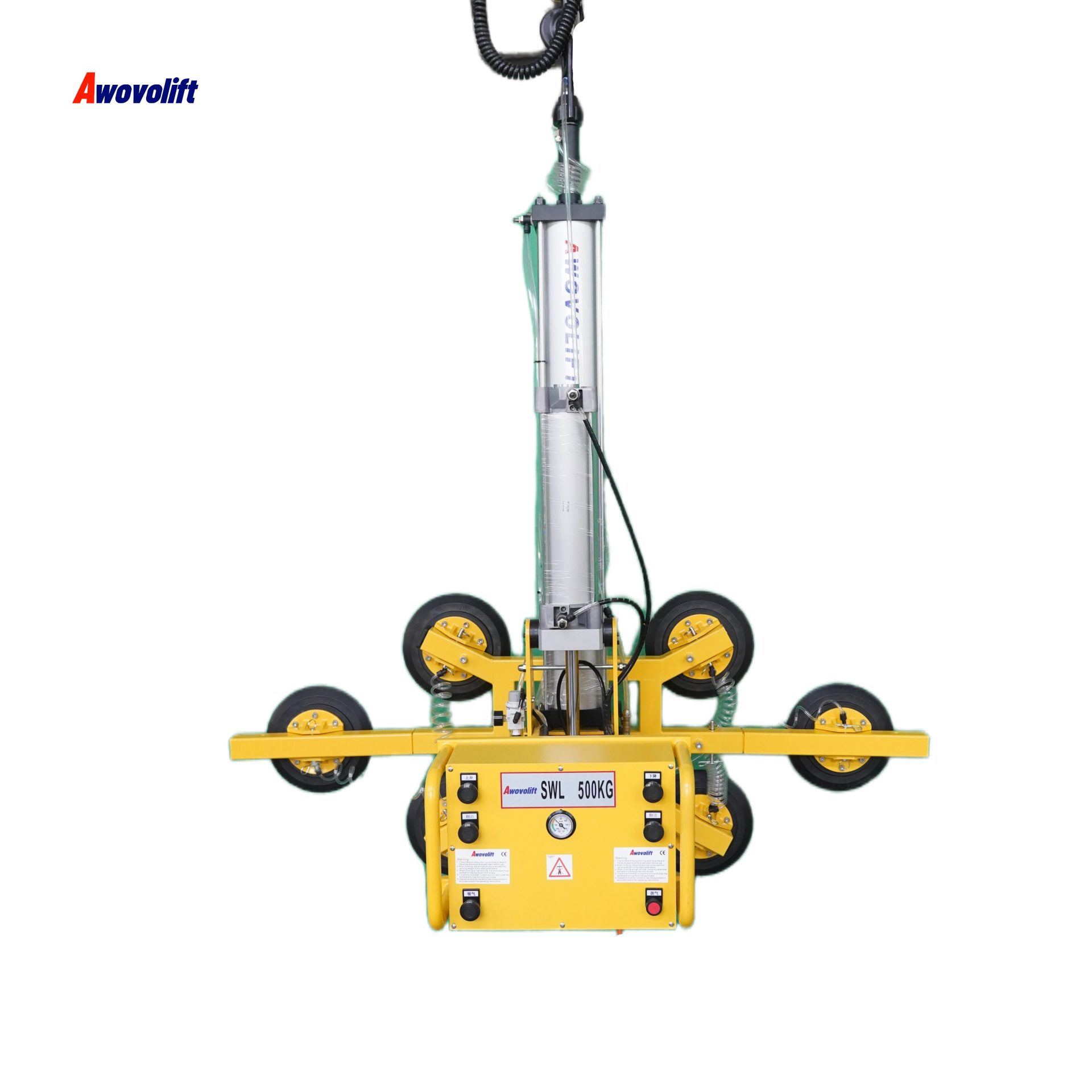 Awovolift Professional Glass Vacuum Lifter Pneumatic Automatic Flip And Rotate Air Powered 400KG Safety Loading Suction Cup