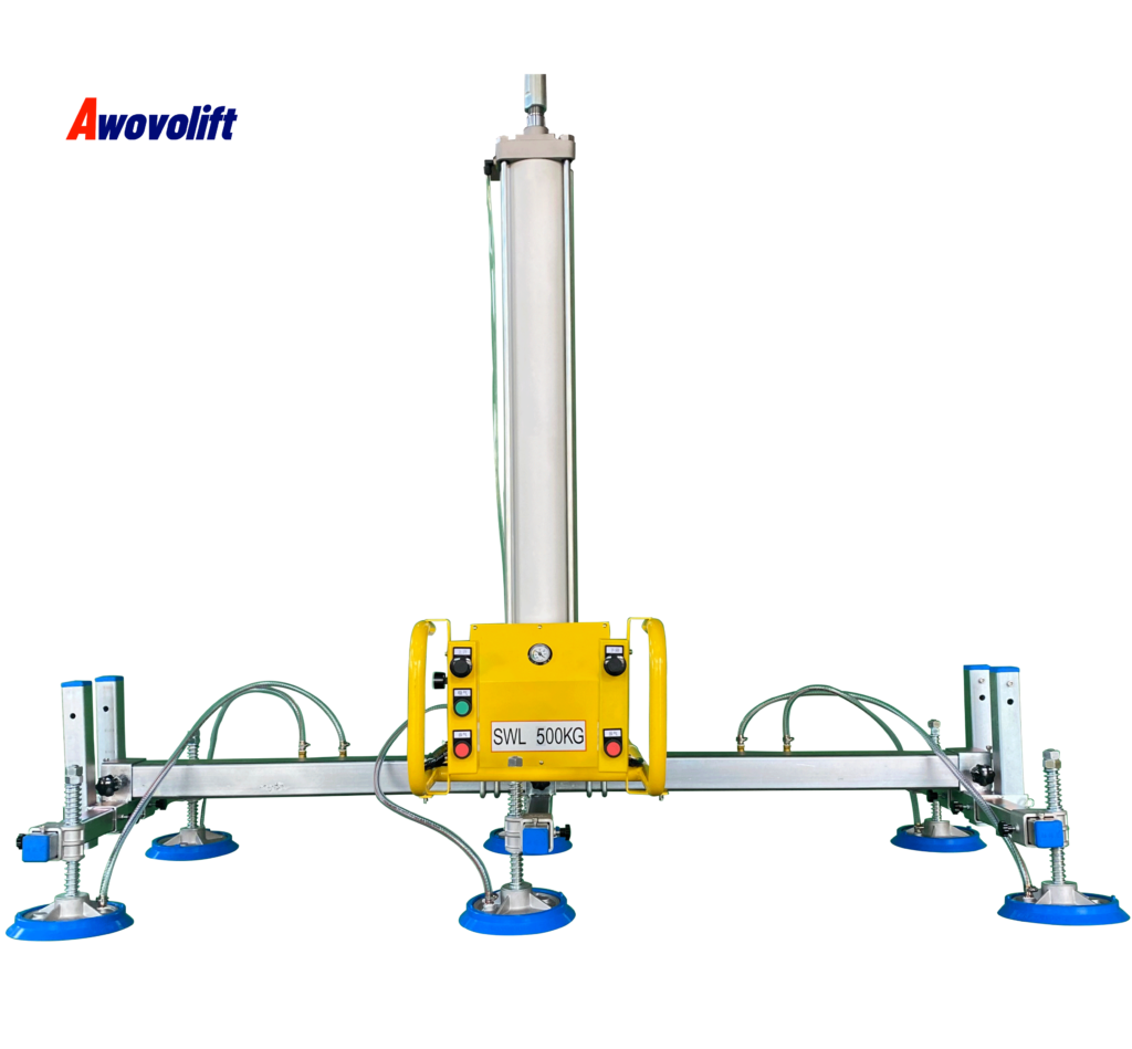 Awovolift Laser Cutting CNC Metal Sheet Vacuum Lifter 6 Pcs Suckers for Sheet Metal Aluminium Panel Pneumatic Lifting 500KG