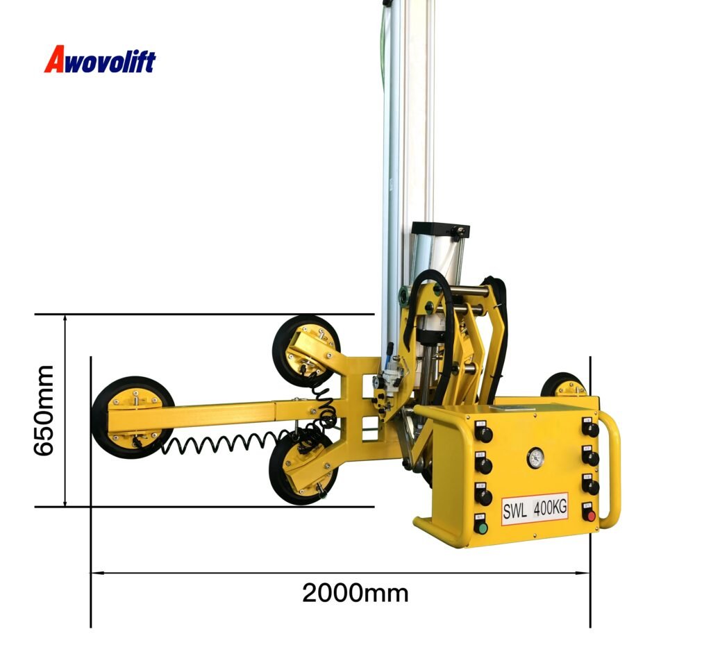 Awovolift Electric Pneumatic Glass Vacuum Suction Cup Lifter Flip Rotate Transport Glass Removal Suction Cups Line CE 350KG