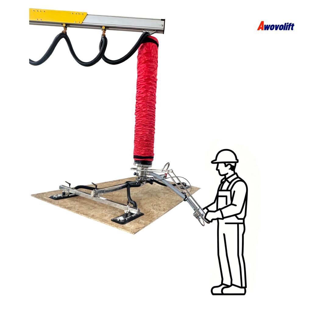 Awovolift Air Pneumatic Lifting System Vacuum Tube Lifter for Wood Panel Door Materials Handling Plywood Lift Sawmill 150kg CE