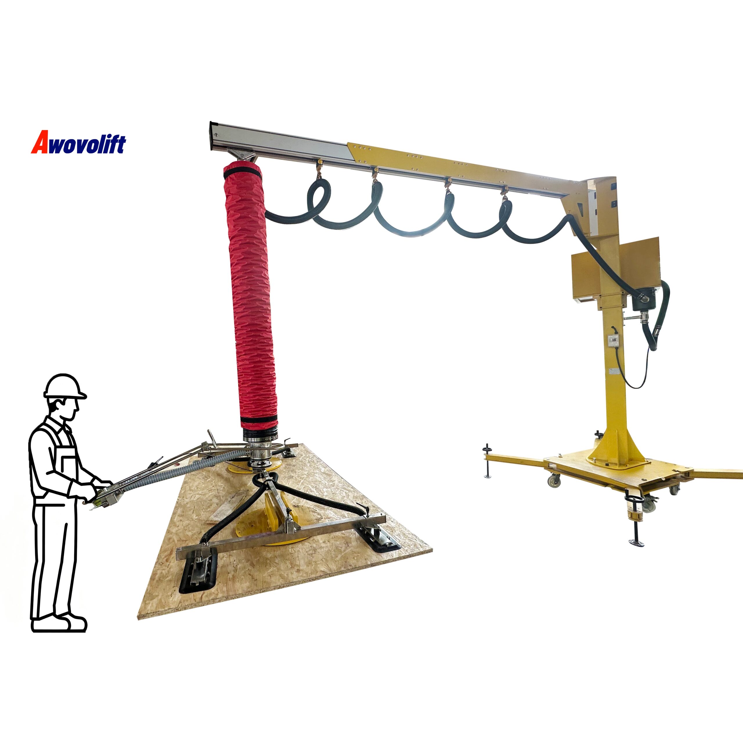 Awovolift Air Pneumatic Lifting System Vacuum Tube Lifter for Wood Panel Door Materials Handling Plywood Lift Sawmill 150kg CE - Image 5