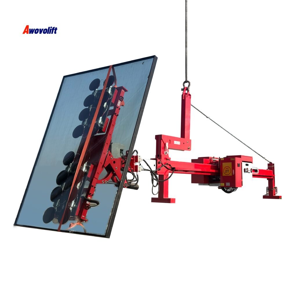 Awovolift 1000kg Counterbalance Glass Vacuum Lifter for Curved Flat Glass Flip Rotate Install Glazing Facade CE Certified