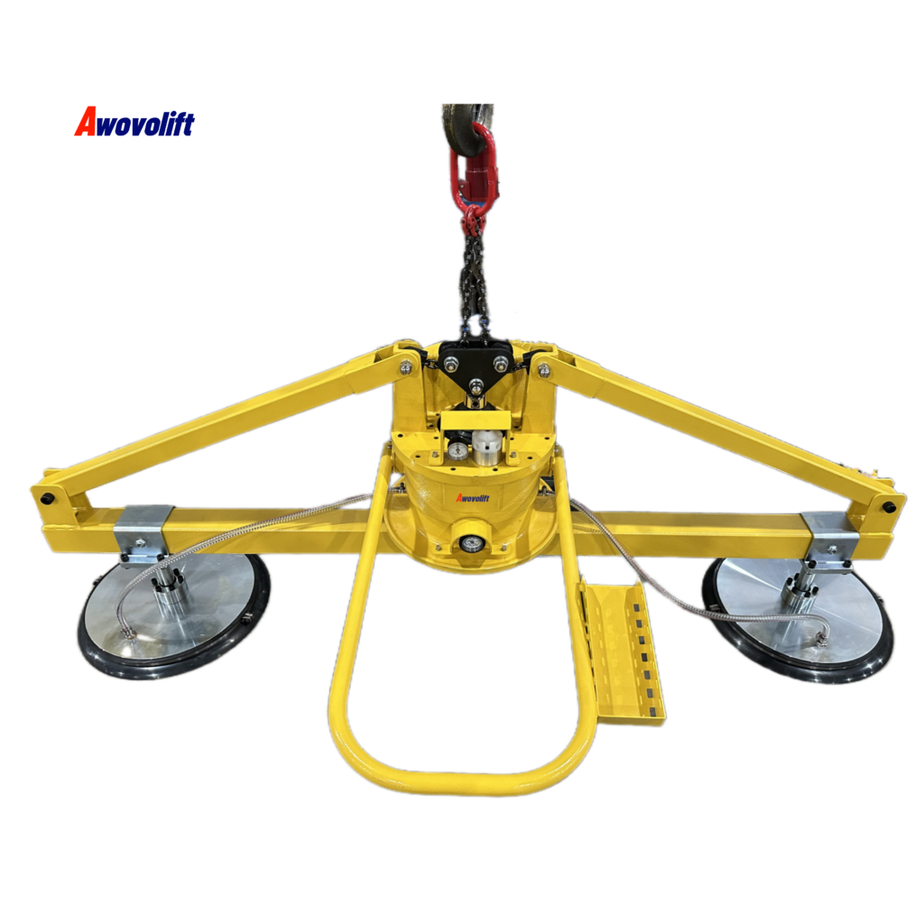 Awovolift 1000kg Self Lifting Vacuum Lifter 2 Suckers Equipment No-Need Power and Electricity with Crane Lift for Sheet Metal Aluminum Plate