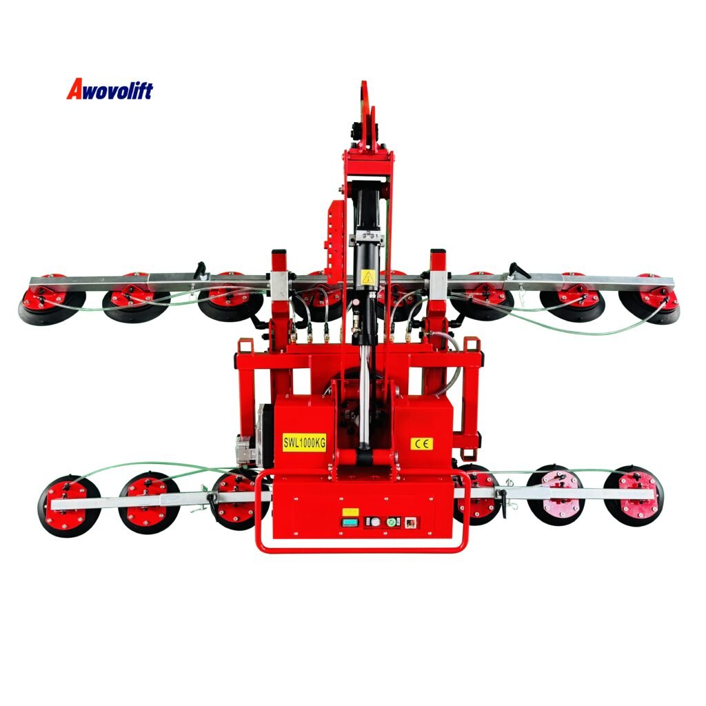 Awovolift Remote Control Electric Curved Arc Glass Vacuum Lifter 1000kg for Glazing Curtain Wall Facade or Sheet Metal Lifting and Handling Install CE