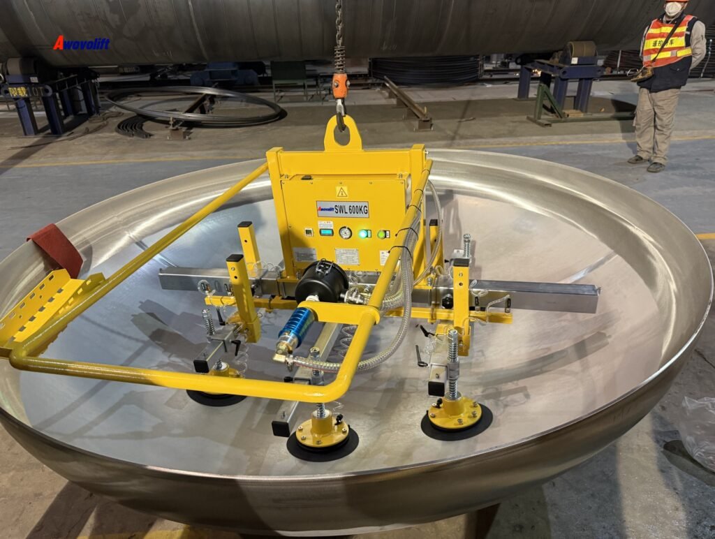 Awovolift Curved Metal Sucker Large Steel Barrel Suction Crane Vacuum Lifter Load 500kg CE Lifting and Moving the Bottom Bucket