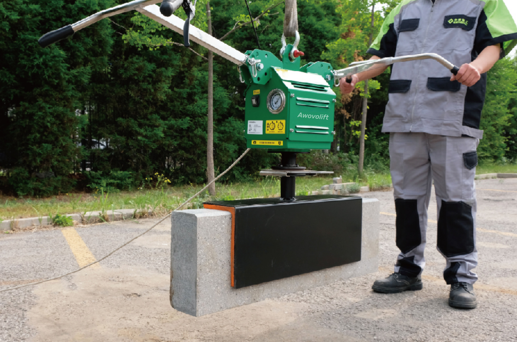 Awovolift Portable 2-handle Vacuum Lifter Concrete or Natural Stone Elements 200kg Moveable Kerbs Pavers Slabs - Image 5