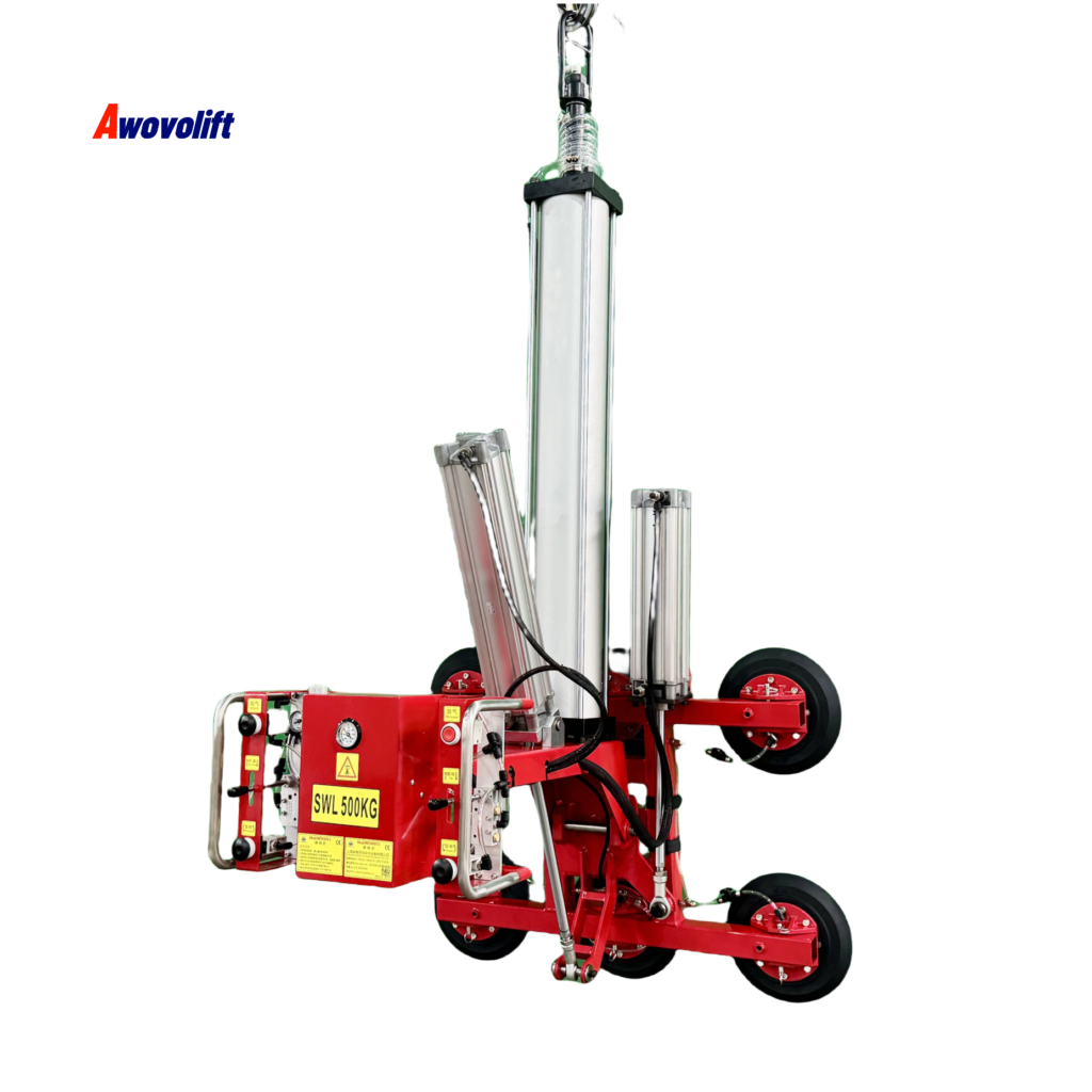Awovolift Air Pneumatic Glass Vacuum Lifter Heavy Duty Suction Cup Only Tilting 0-90° Granite for Glass Processing Lifting Device CE 500KG