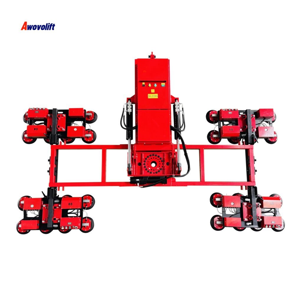 Awovolift Dual Circuit Hydraulic Vacuum Sucker Lifter for Cuvred Flat Glass Vacuum Suction Cup Flip and Rotate 2-5Tons Install