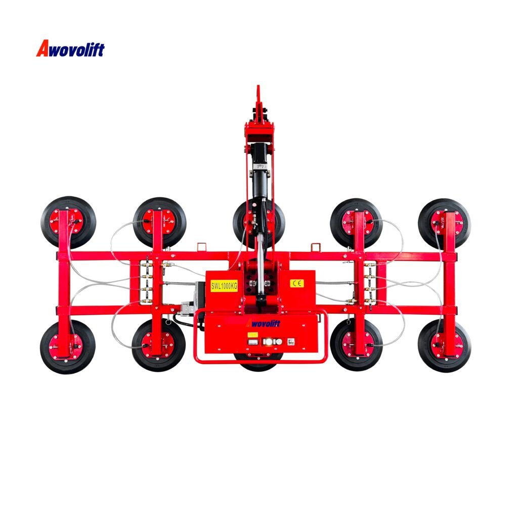 Awovolift 1200kg Glass Vacuum Lifter 24V for Curved or Flat Glass Remote Control Tilting Rotation Install Glazing Facade CE